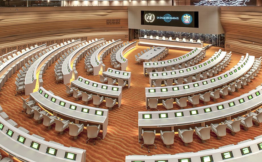 Lo studio Adeli & de Rham si affida a C.C.M. e a KRION® per il suo progetto “The Emirates Hall – ONU – Ginevra” - Solid Surface