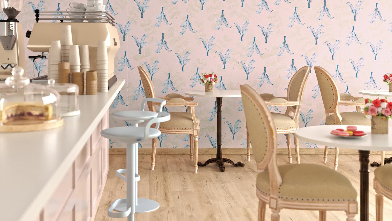 decorar cafeteria vintage color rosa