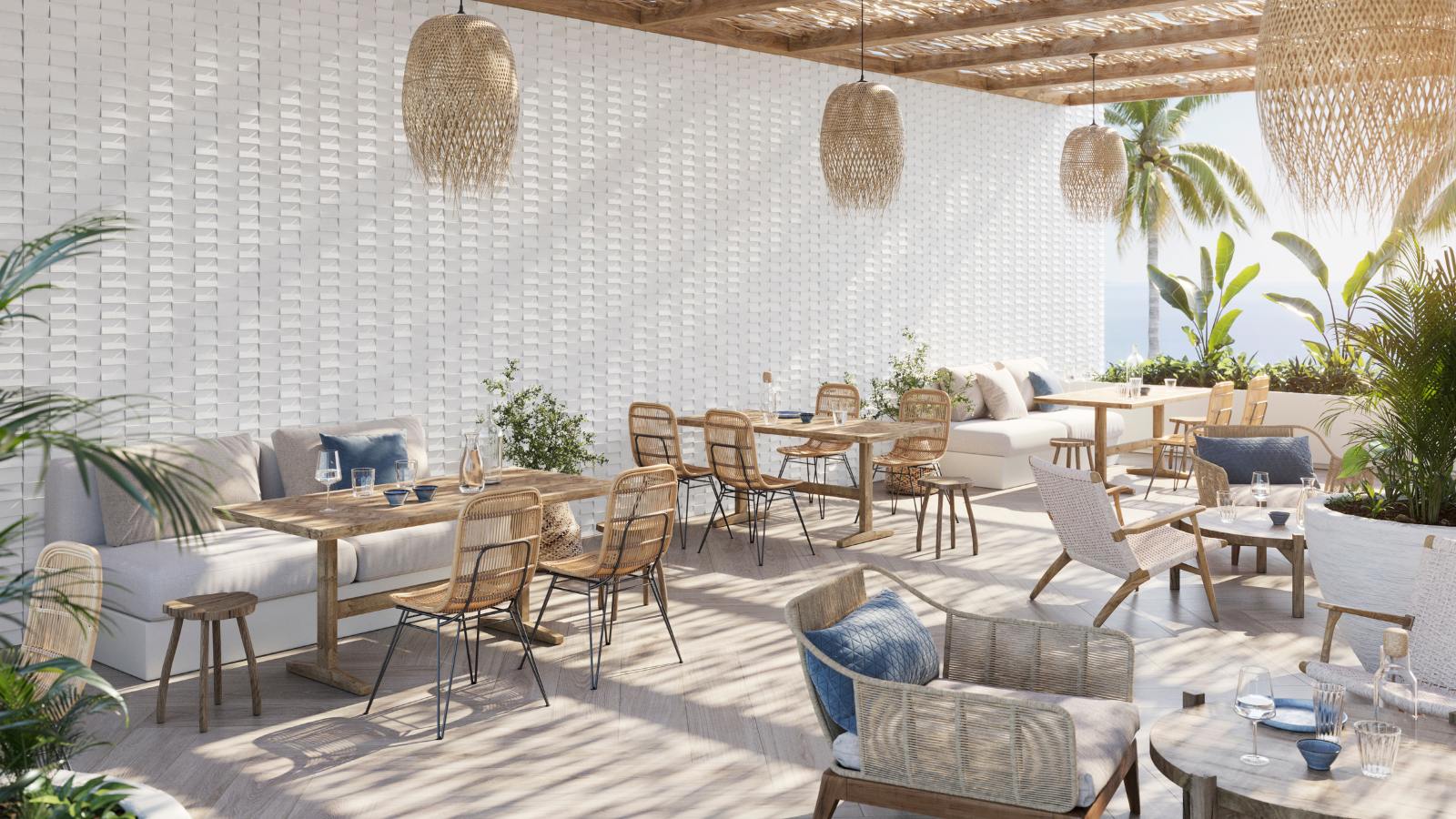 decorar cafeteria exterior playa